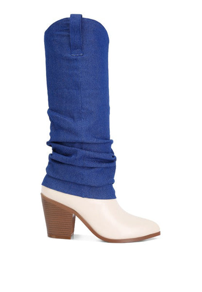 Fab Cowboy Boots With Denim Sleeve Setail by Rag Company | Fleurcouture