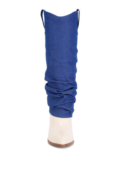 Fab Cowboy Boots With Denim Sleeve Setail by Rag Company | Fleurcouture