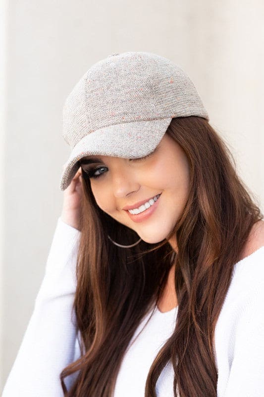 Fall Tweed Ball Cap Stone OneSize by Aili&