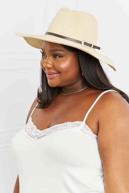 Fame Boho Summer Straw Fedora Hat Ivory One Size by Trendsi | Fleurcouture