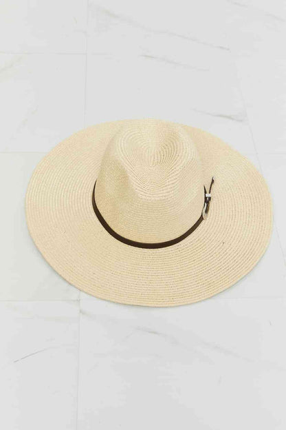 Fame Boho Summer Straw Fedora Hat Ivory One Size by Trendsi | Fleurcouture