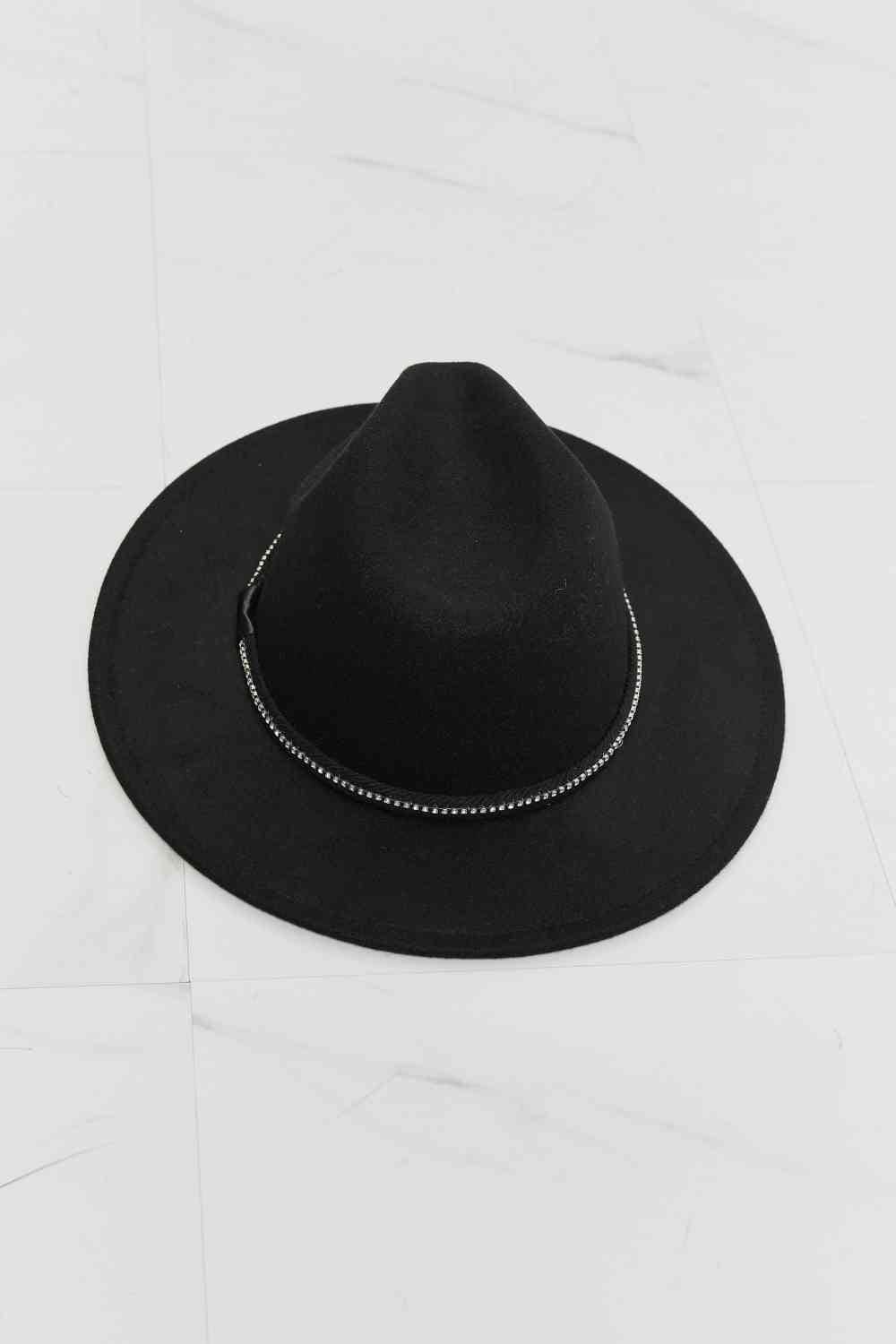 Fame Bring It Back Fedora Hat Black One Size by Trendsi | Fleurcouture