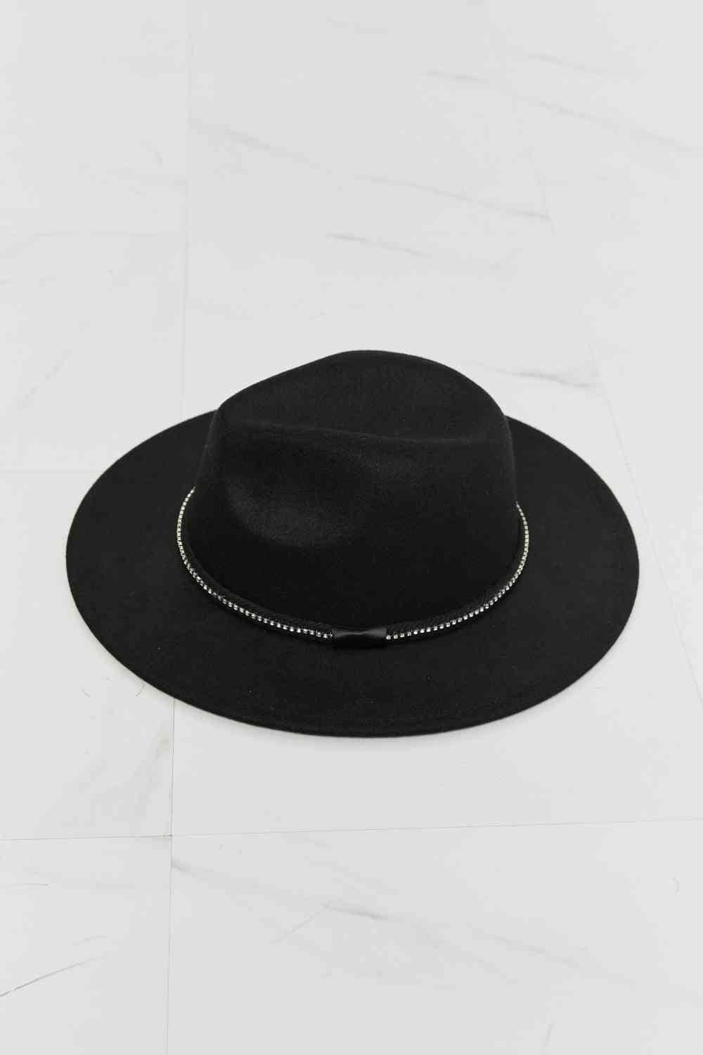 Fame Bring It Back Fedora Hat Black One Size by Trendsi | Fleurcouture