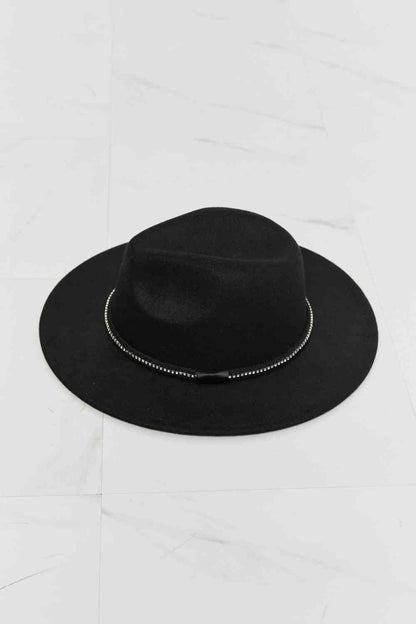 Fame Bring It Back Fedora Hat Black One Size by Trendsi | Fleurcouture