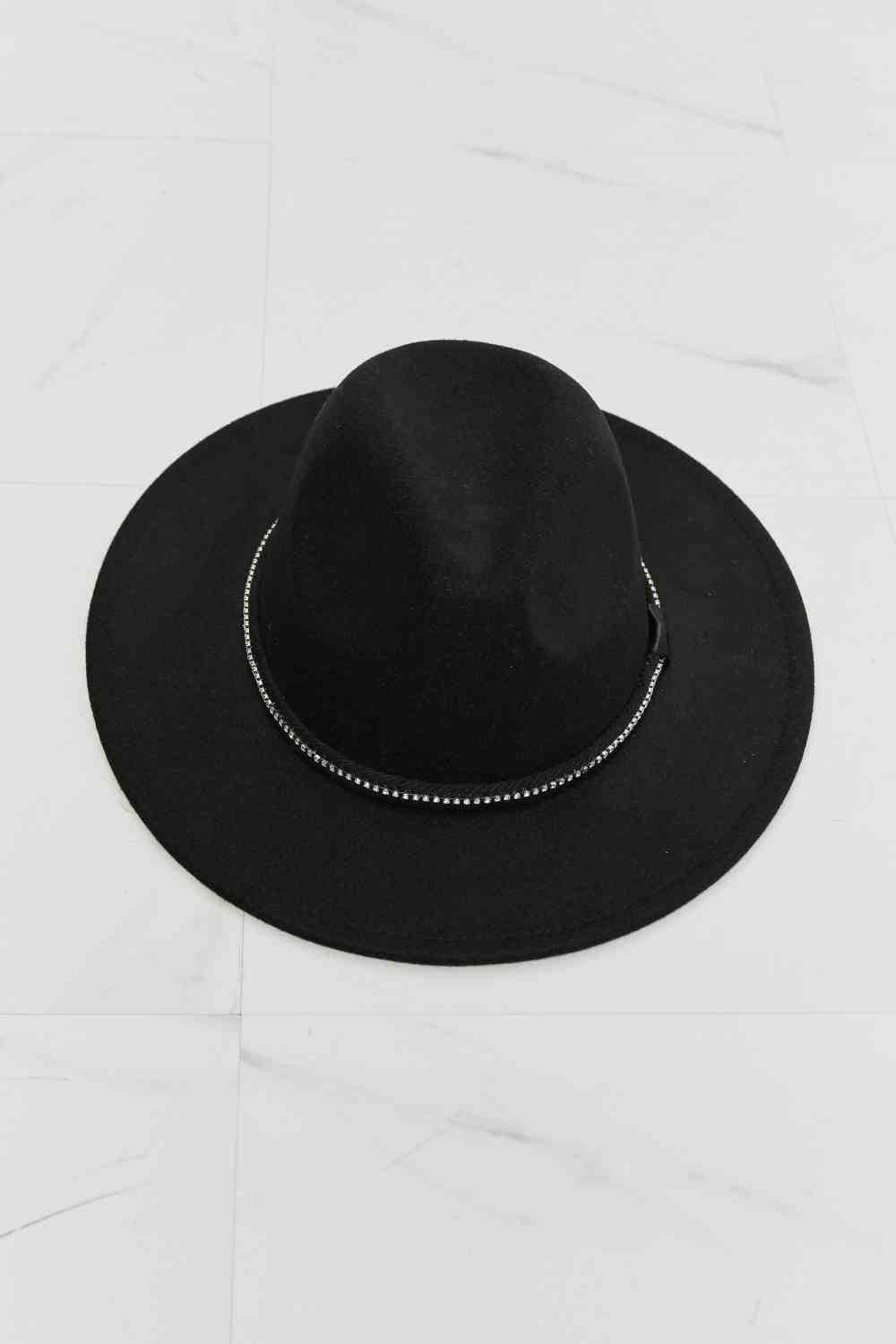 Fame Bring It Back Fedora Hat Black One Size by Trendsi | Fleurcouture