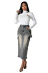 FASHION DENIM LONG SKIRTS BLACK S by By Claude | Fleurcouture