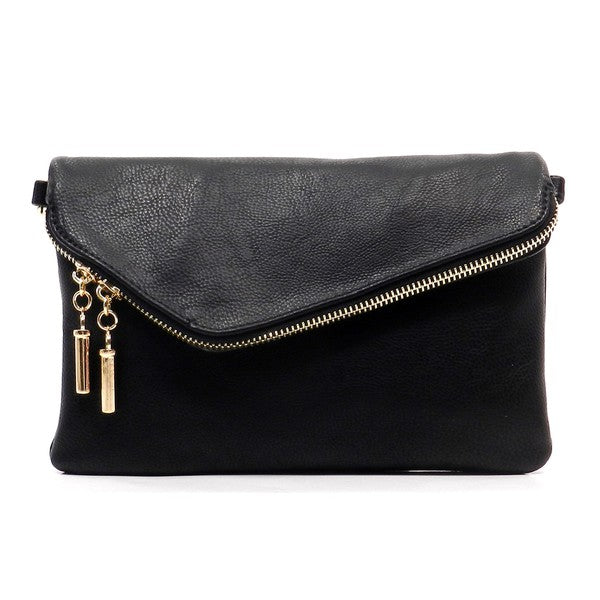 Fashion Envelope Foldover Clutch BLACK one by Fashion World | Fleurcouture