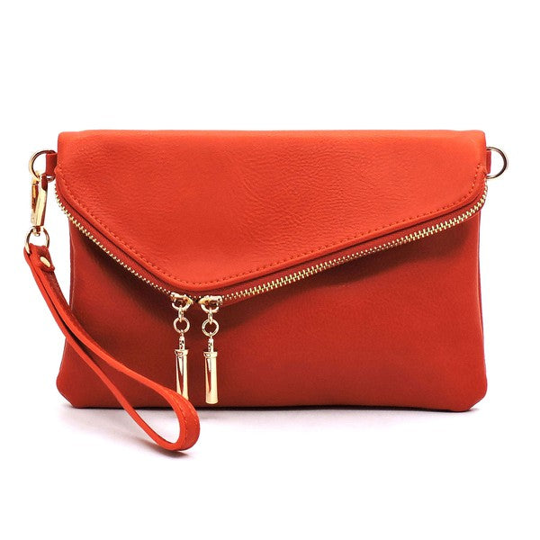 Fashion Envelope Foldover Clutch BURNT ORANGE one by Fashion World | Fleurcouture