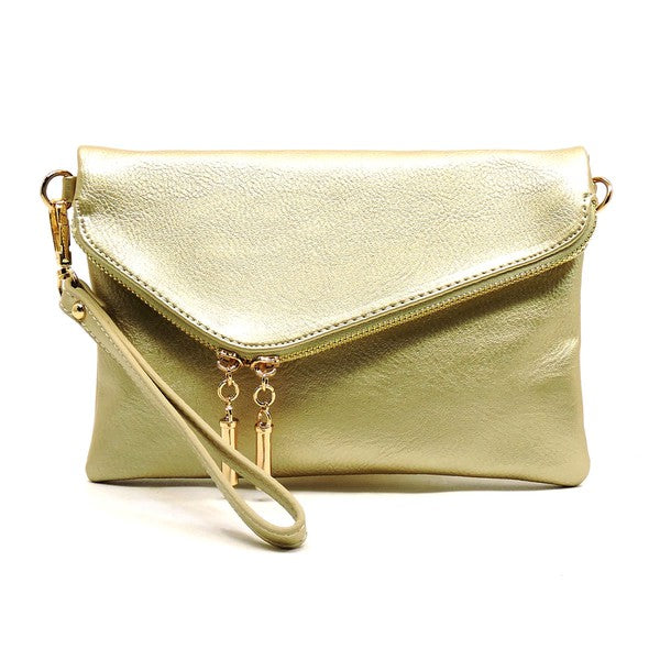 Fashion Envelope Foldover Clutch Gold one by Fashion World | Fleurcouture