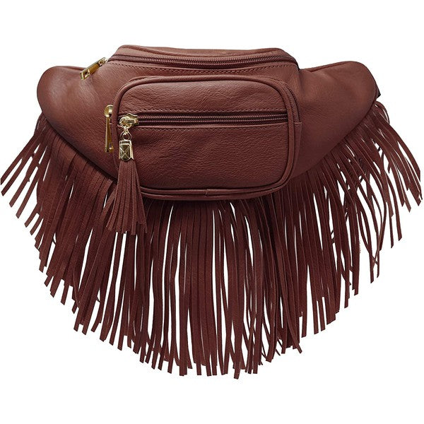 Fashion Fringe Tassel Fanny Pack Waist Bag COFFEE one by Fashion World | Fleurcouture