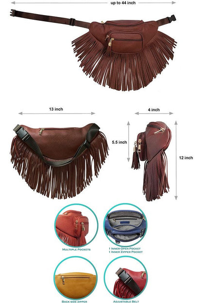 Fashion Fringe Tassel Fanny Pack Waist Bag one by Fashion World | Fleurcouture