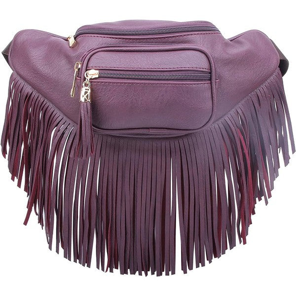 Fashion Fringe Tassel Fanny Pack Waist Bag Purple one by Fashion World | Fleurcouture