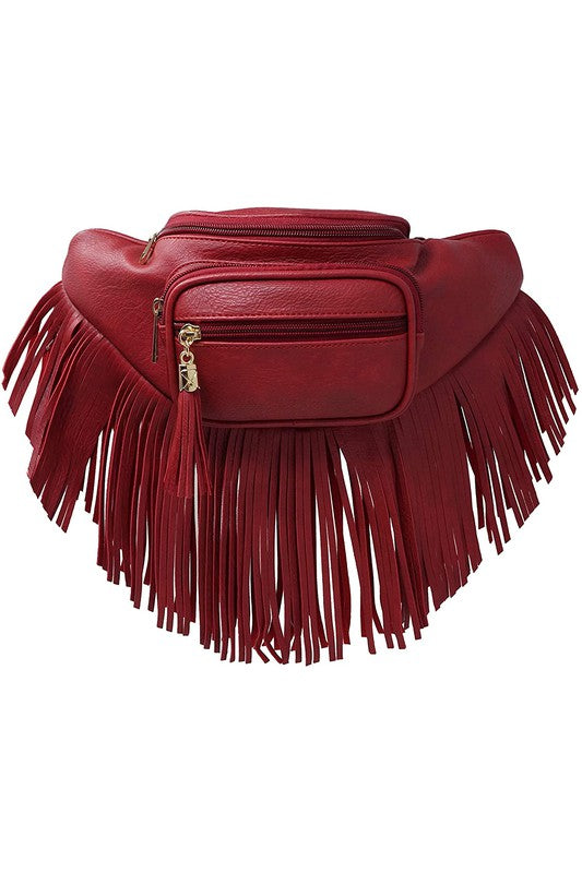 Fashion Fringe Tassel Fanny Pack Waist Bag Red one by Fashion World | Fleurcouture