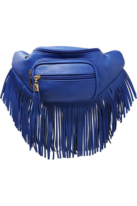 Fashion Fringe Tassel Fanny Pack Waist Bag ROYAL BLUE one by Fashion World | Fleurcouture