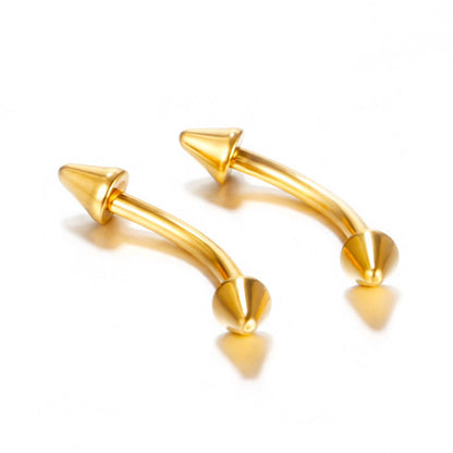 fashion geometric stainless steel polishing eyebrow nails Golden Cone/One Piece 1.2*6+3mm by Fleurcouture | Fleurcouture