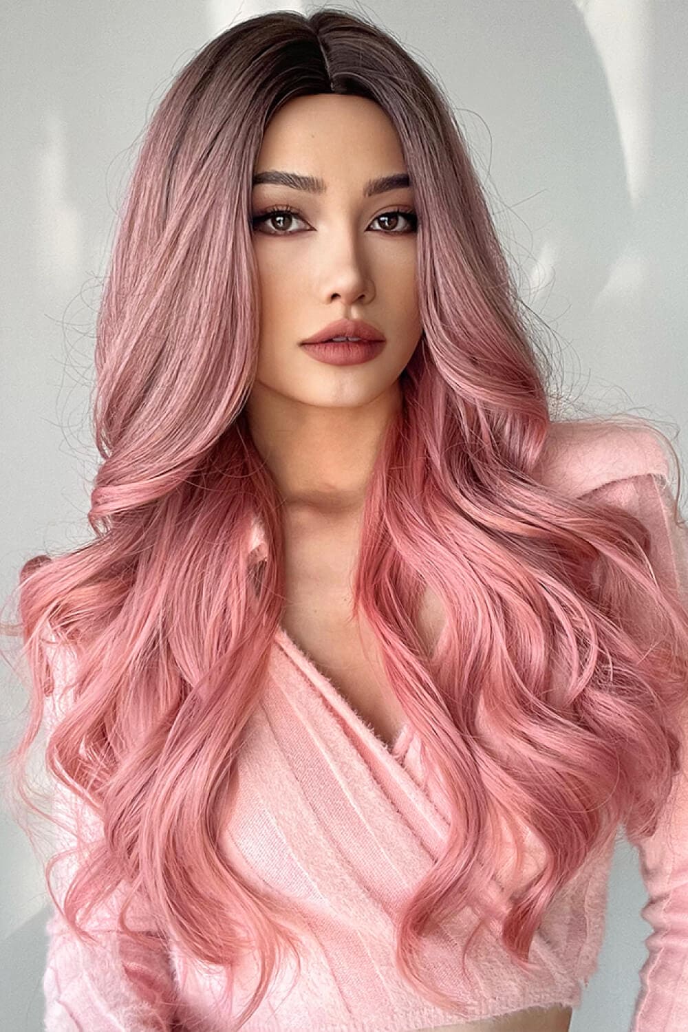 Fashion Wave Synthetic Long Wigs in Pink 26&