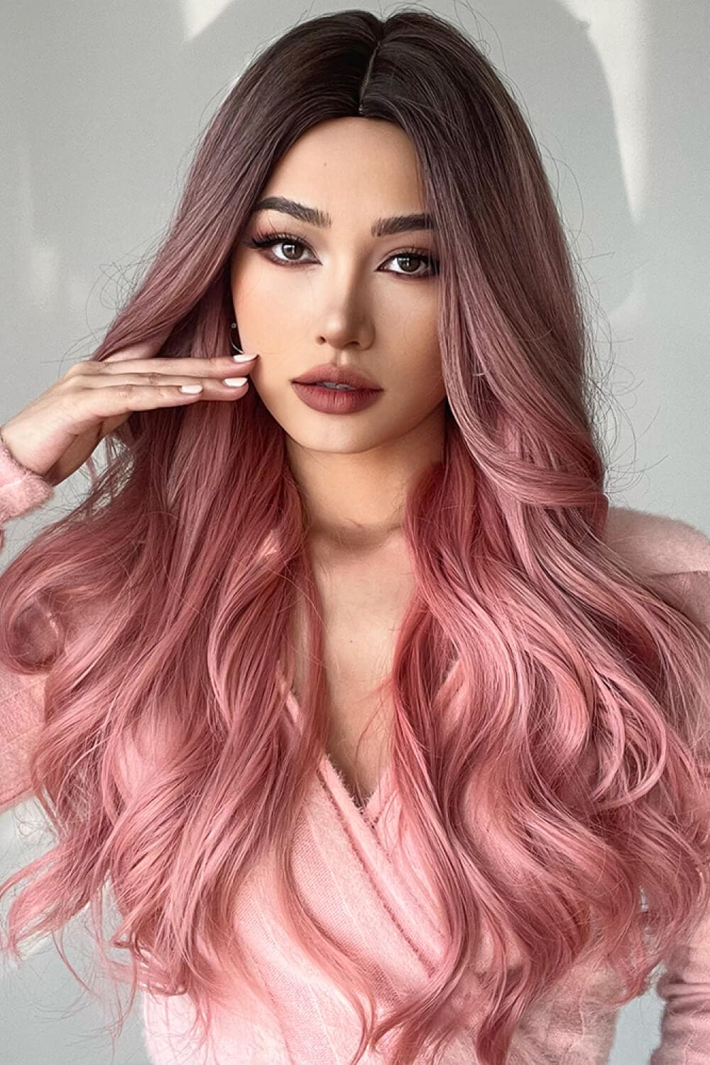 Fashion Wave Synthetic Long Wigs in Pink 26&