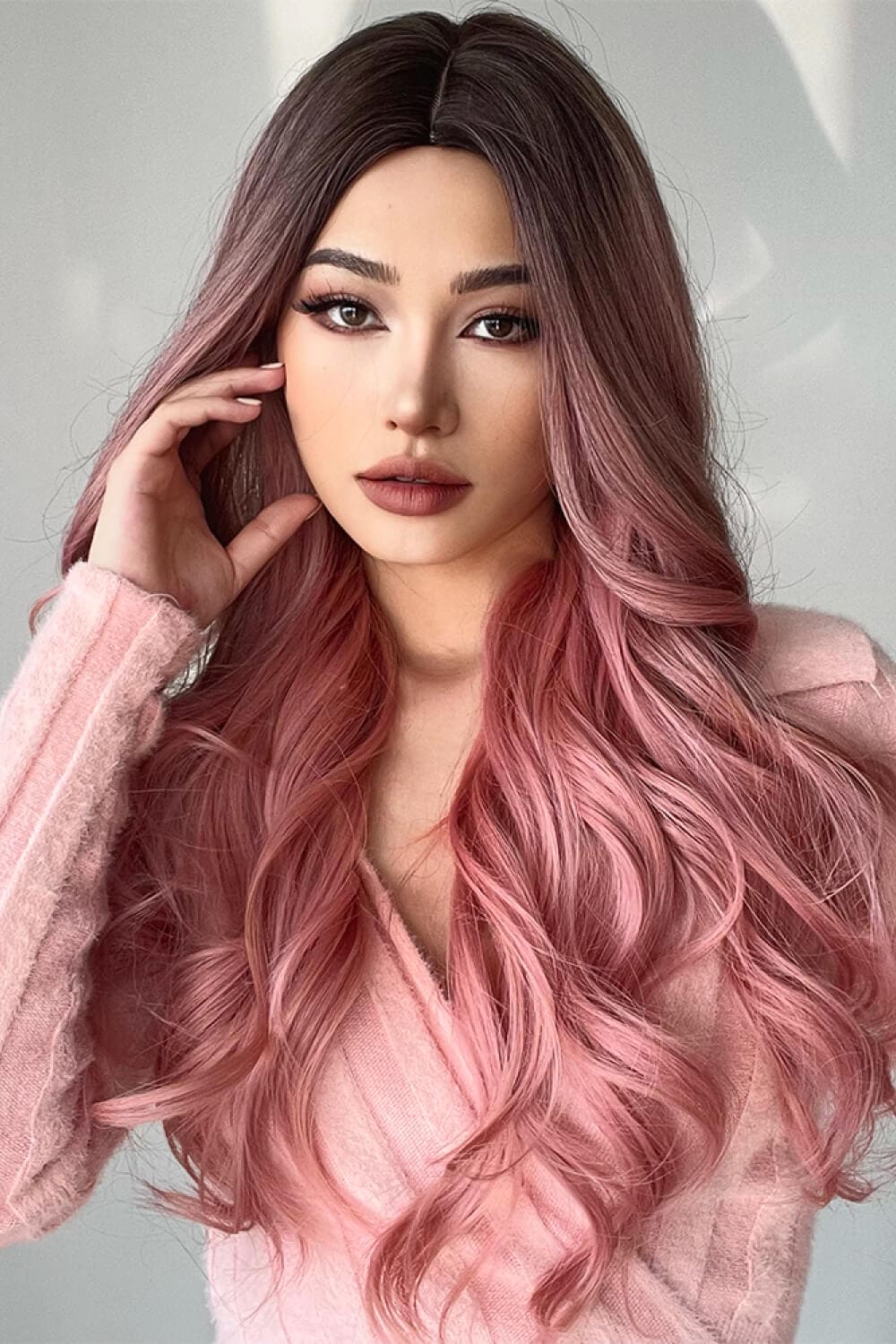 Fashion Wave Synthetic Long Wigs in Pink 26&