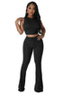 FASHION WOMEN TWO PIECE PANTS SET BLACK S by By Claude | Fleurcouture