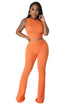 FASHION WOMEN TWO PIECE PANTS SET ORANGE L by By Claude | Fleurcouture