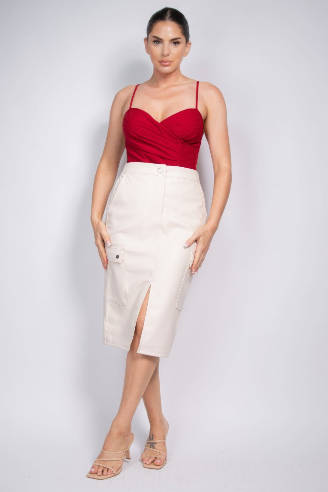 Faux Leather High-rise Cargo Skirt by Fleurcouture | Fleurcouture
