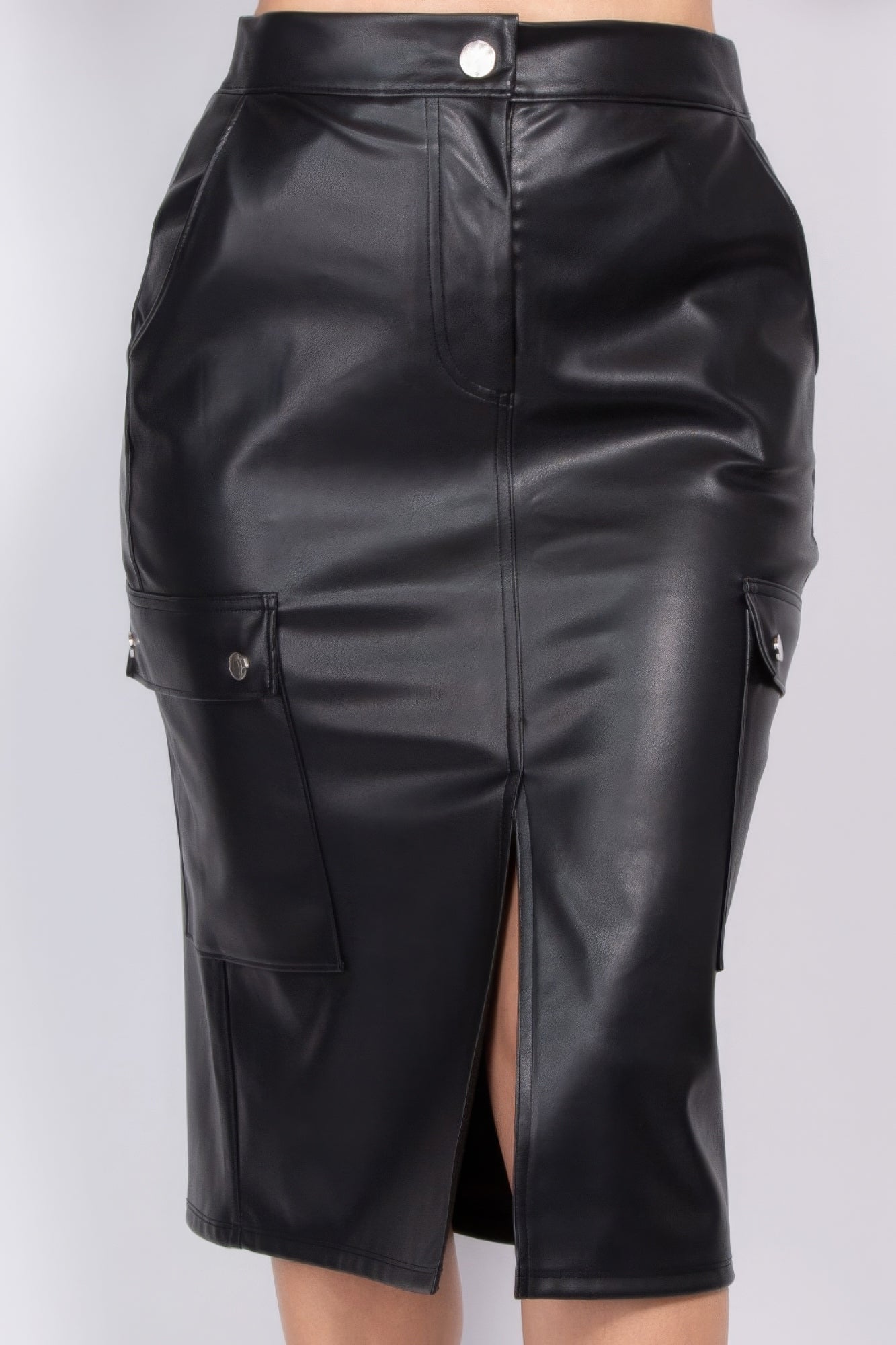 Faux Leather High-rise Cargo Skirt by Fleurcouture | Fleurcouture