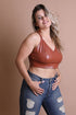 Faux Leather Longline Bralette Plus Size Cognac 1XL by Leto Accessories | Fleurcouture