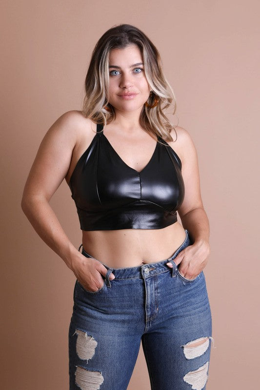 Faux Leather Longline Bralette Plus Size by Leto Accessories | Fleurcouture