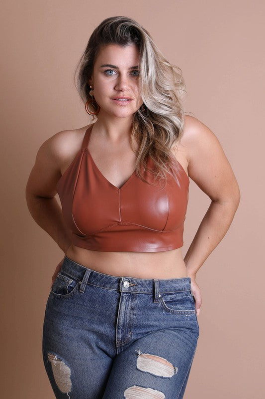 Faux Leather Longline Bralette Plus Size by Leto Accessories | Fleurcouture