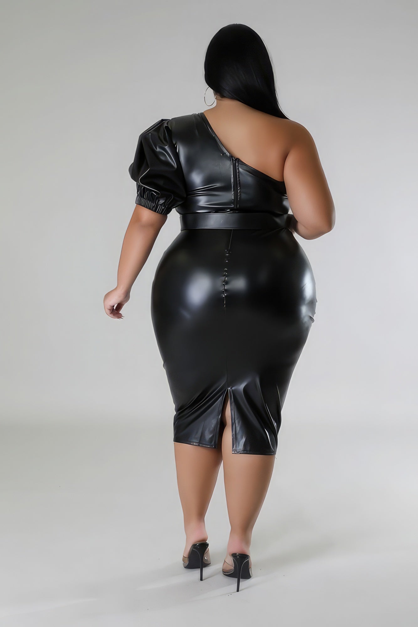 Faux Leather Semi-stretch Dress by Fleurcouture | Fleurcouture