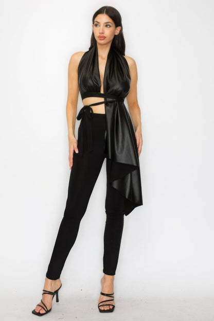 Faux Leather Top Pants Set by Fleurcouture | Fleurcouture