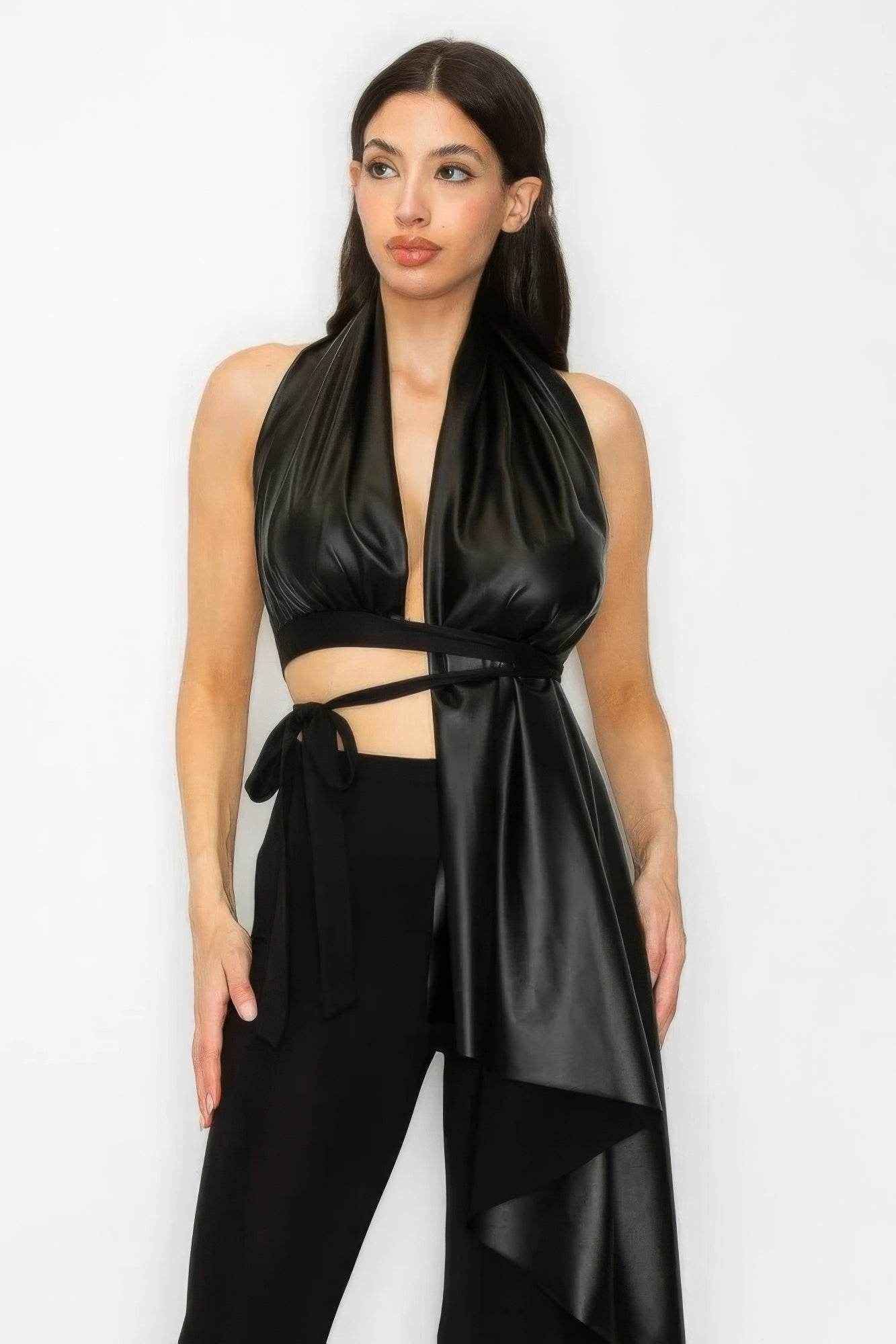 Faux Leather Top Pants Set by Fleurcouture | Fleurcouture