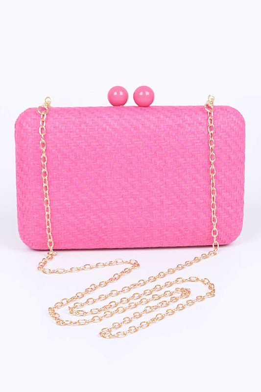 Faux Straw Iconic Box Clutch O/S by Artini Accessories | Fleurcouture