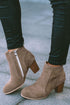 Faux Suede Size Zip Heeled Booties Beige 37 95%PU+5%Alloy Shoes & Bags by Fleurcouture | Fleurcouture