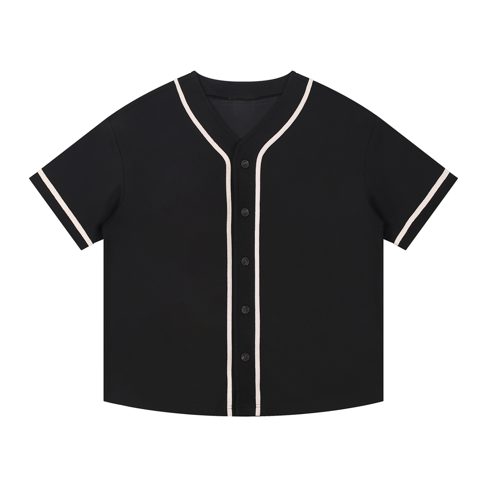 Contrast Piped Button-Up Jersey