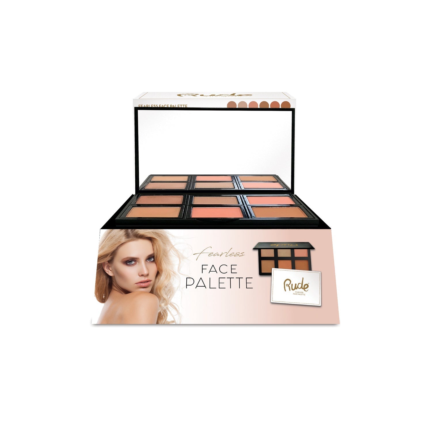 Fearless Face Palette Display Set, 12pcs Wholesale Set by Rude Cosmetics | Fleurcouture