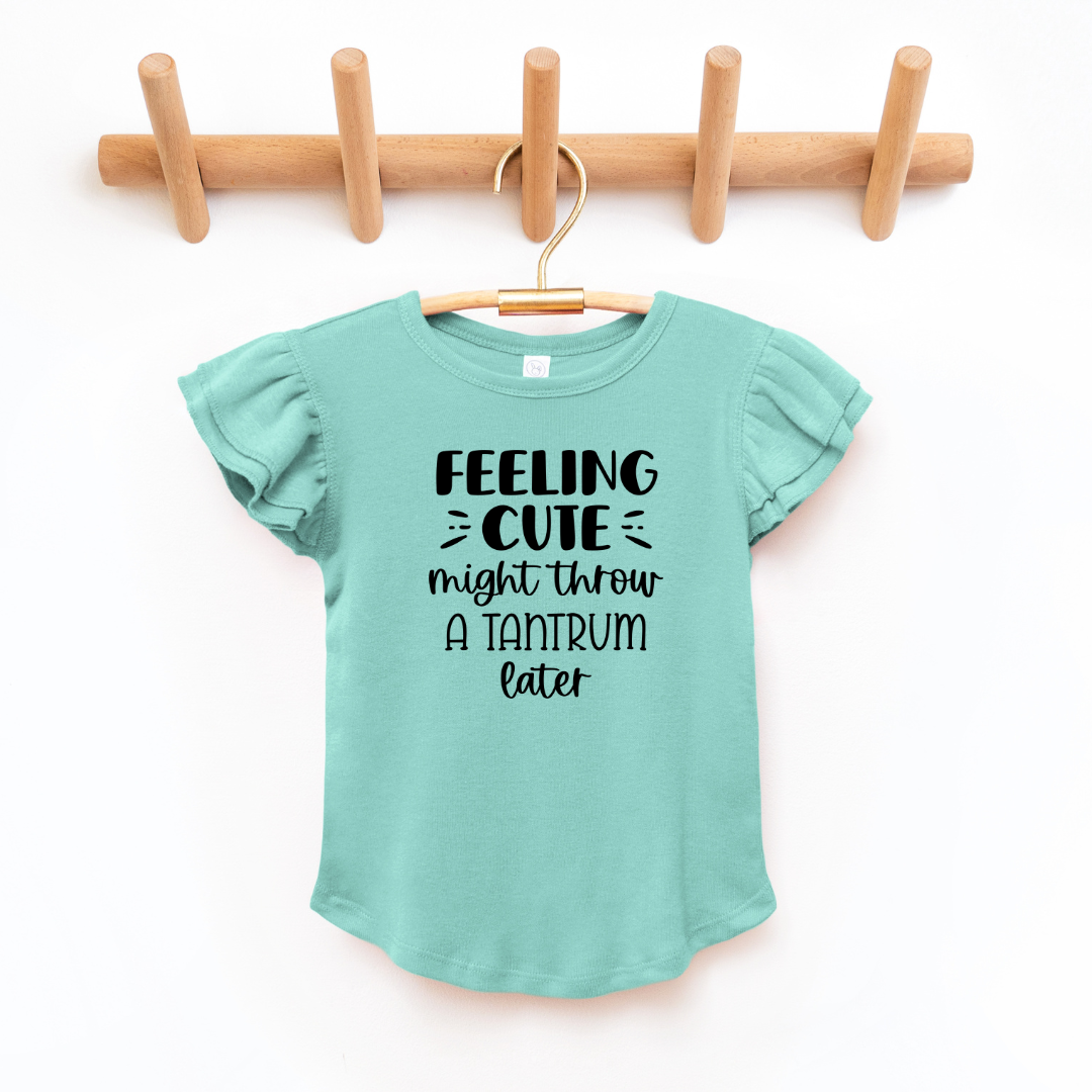 Feelin Cute Toddler And Infant Flutter Sleeve Graphic Tee 2T Saltwater Youth Graphic Tee by Tea Shirt Shoppe | Fleurcouture