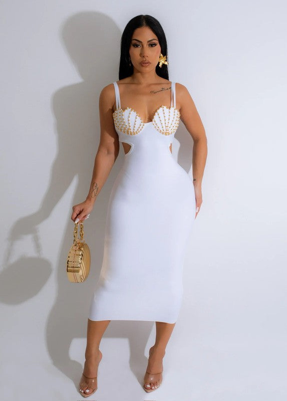 FEELING SEXY MIDI DRESS WHITE S by Athina | Fleurcouture