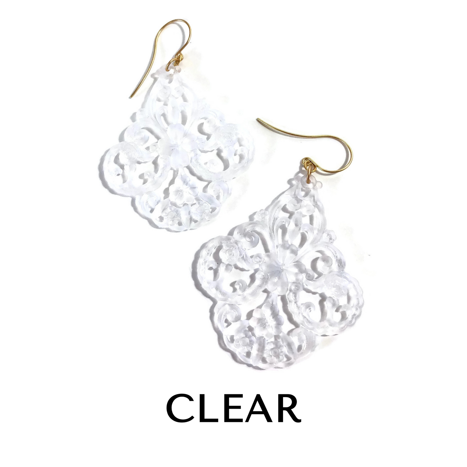 Filigree Chandelier Earrings Clear Filigree Chandelier Earrings by Leetie Lovendale | Fleurcouture