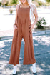 Flame Textured Buttoned Ruched Wide Leg Jumpsuit gold SW6412904-P5014 S by SHEWIN INC. | Fleurcouture