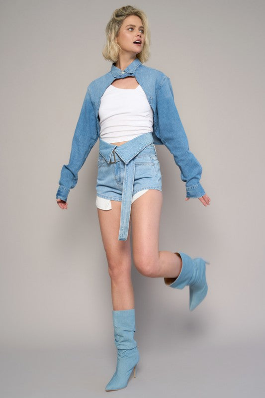 FLAP WAIST WITH BELTED SHORTS MEDIUM S by Insane Gene | Fleurcouture