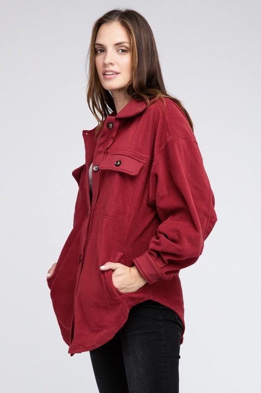 Fleece Buttoned Down Oversized Jacket by BiBi | Fleurcouture