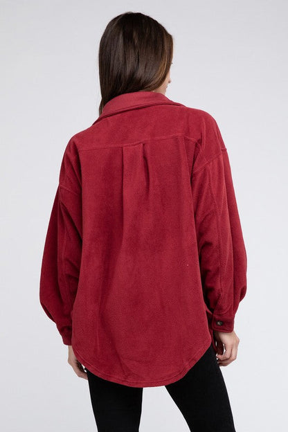 Fleece Buttoned Down Oversized Jacket by BiBi | Fleurcouture