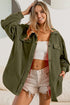 Fleece Buttoned Down Oversized Jacket OLIVE S by BiBi | Fleurcouture