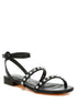 Flippity Studded Ankle Strap Flat Sandals Black US-5 / UK-3 / EU-36 by Rag Company | Fleurcouture