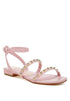 Flippity Studded Ankle Strap Flat Sandals Pink US-5 / UK-3 / EU-36 by Rag Company | Fleurcouture