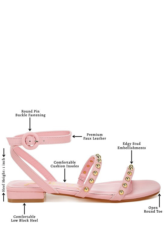 Flippity Studded Ankle Strap Flat Sandals by Rag Company | Fleurcouture