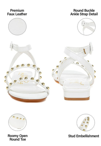 Flippity Studded Ankle Strap Flat Sandals by Rag Company | Fleurcouture