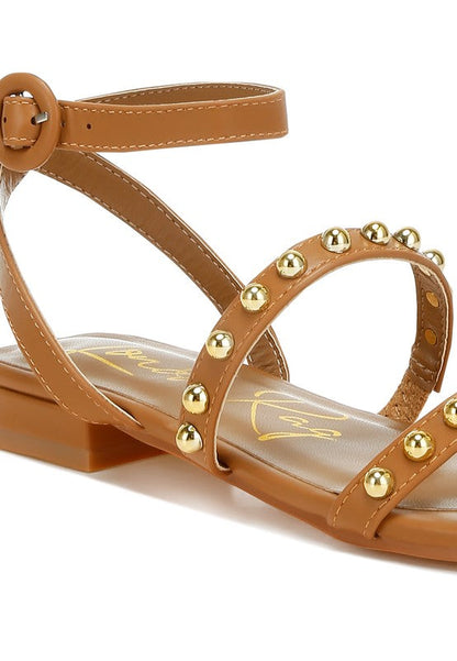 Flippity Studded Ankle Strap Flat Sandals by Rag Company | Fleurcouture