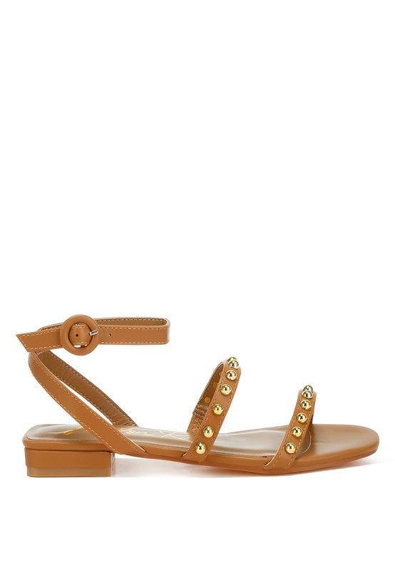 Flippity Studded Ankle Strap Flat Sandals by Rag Company | Fleurcouture